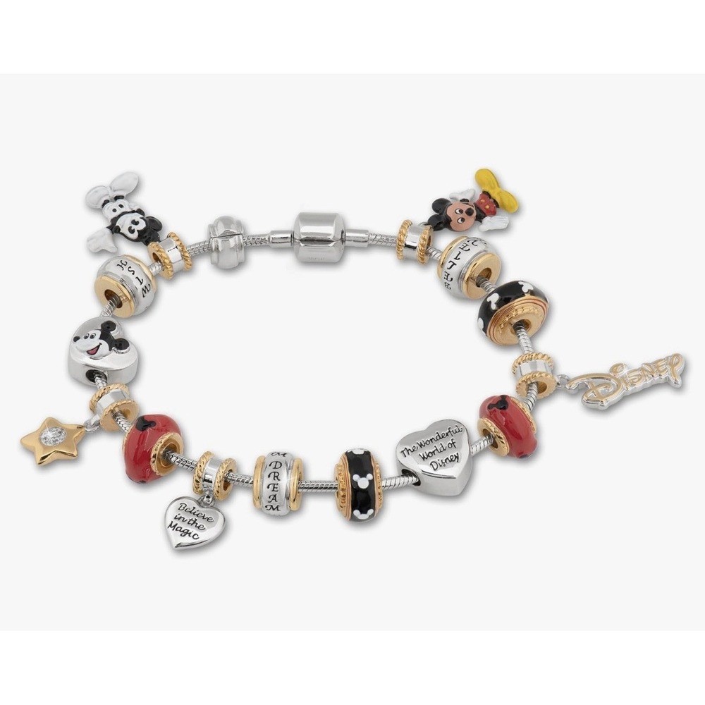 The Bradford Exchange Disney Mickey Mouse Charm Bracelet Gold Plated